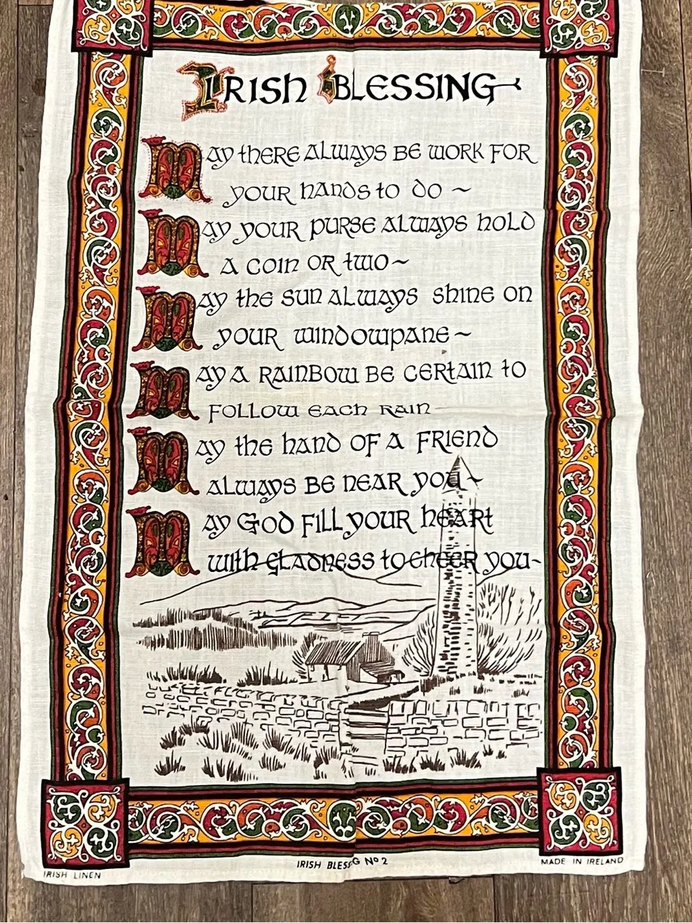 Ulster Weaver Celtic Linen Tea Towel Irish Blessing No2